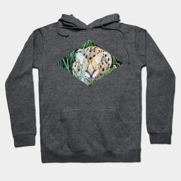 Low Poly Snarling Serval Hoodie by ErinFCampbell